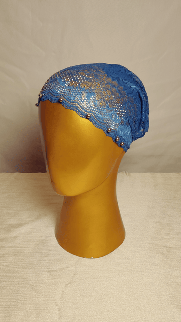 Embellished Lace Cap - Royal Blue
